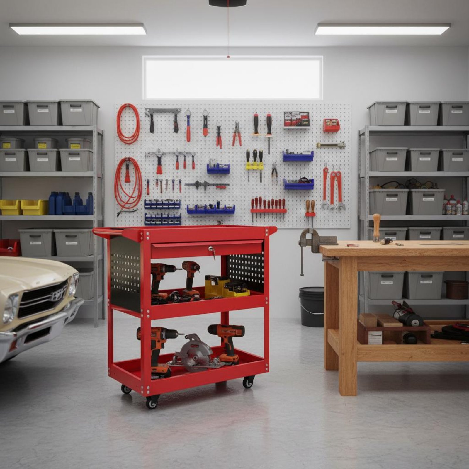 Tools For Garage Workshop - 3 Katlı Alet Arabası Kalınlaştırılmış Çelik